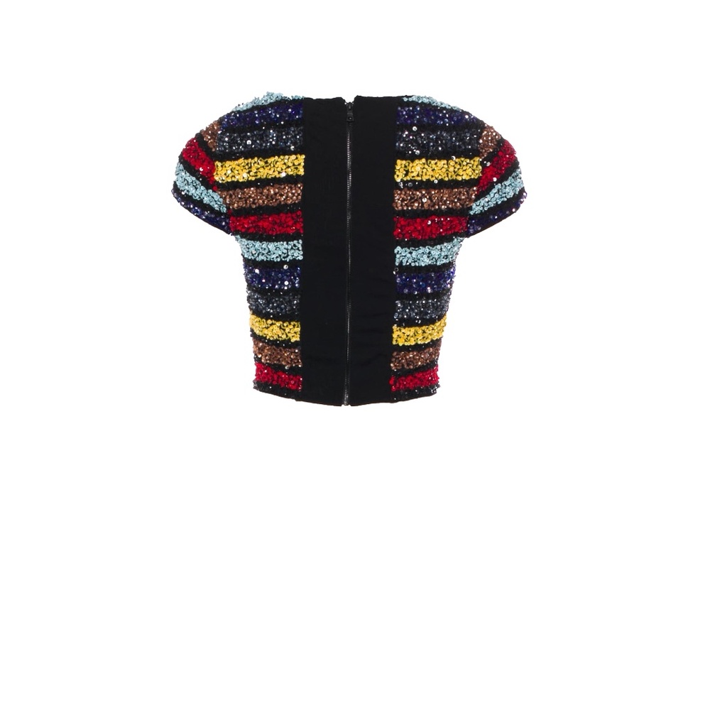 Alice + Olivia Rainbow Sequin Striped Kelli Top - Picture 5 of 7